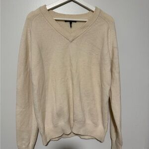 Maje Wool Men's Beige V-Neck Sweater